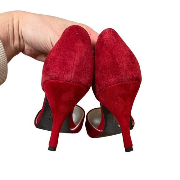 Jeffrey Campbell D'orsay High Heels Pumps Size 8 Red Suede Event Valentines Day - Picture 6 of 11